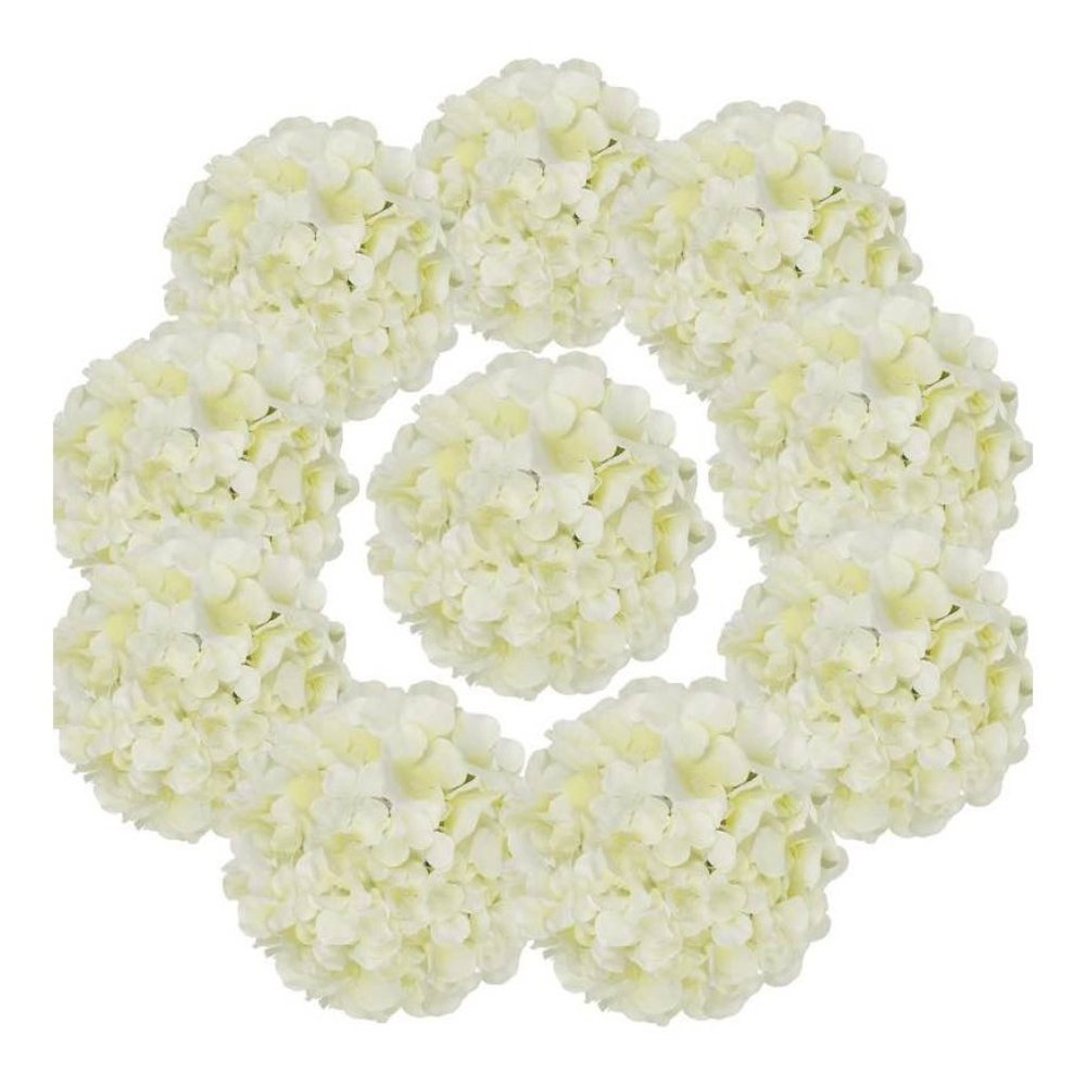 10 pack | Ivory Silk Hydrangea Artificial Flowers for Home Wedding Bouquet - Picture 2 of 7